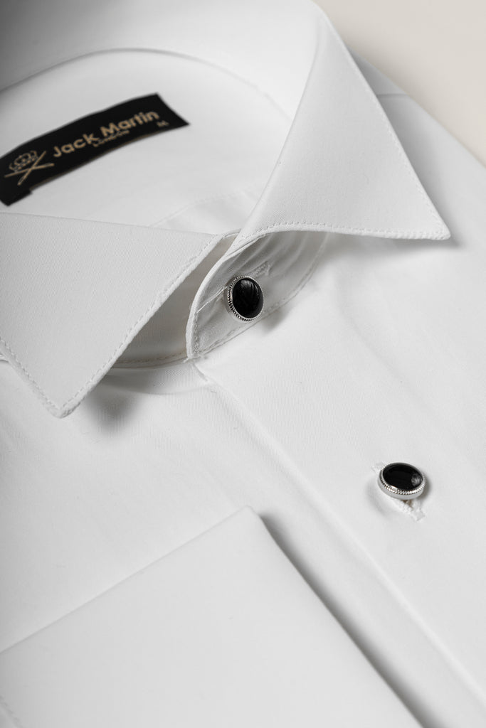WILLIAM - White Wing Collar Double Cuff Dress Shirt - Jack Martin