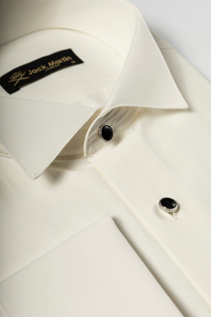 WILLIAM - Off White Wing Collar Double Cuff Dress Shirt - Jack Martin
