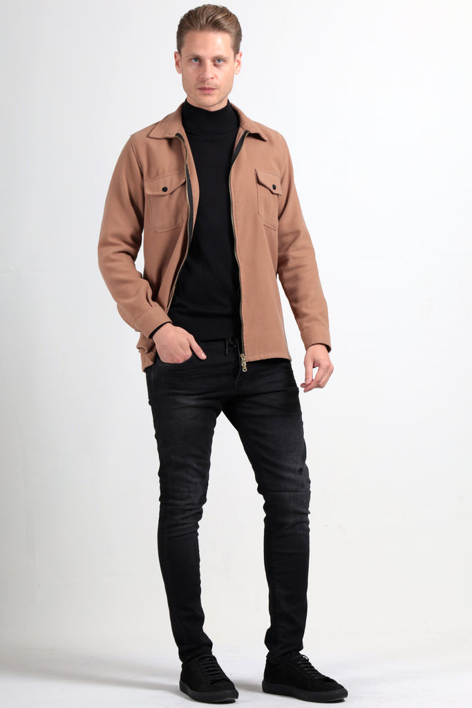 Benjamin - Tan Zip Up Overshirt - Jack Martin