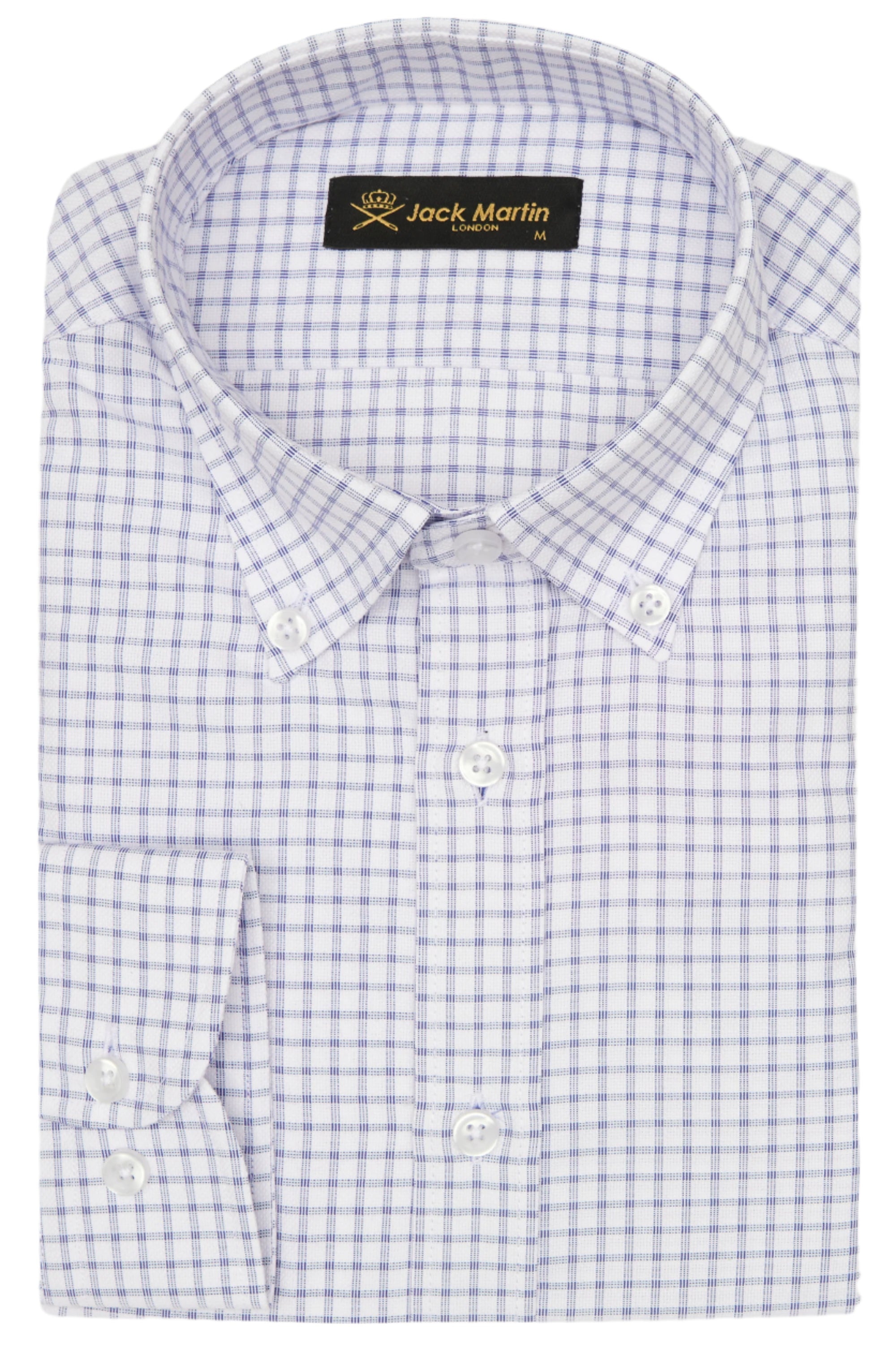 DAVID - Navy Check Oxford Button Down Casual Shirt - Jack Martin