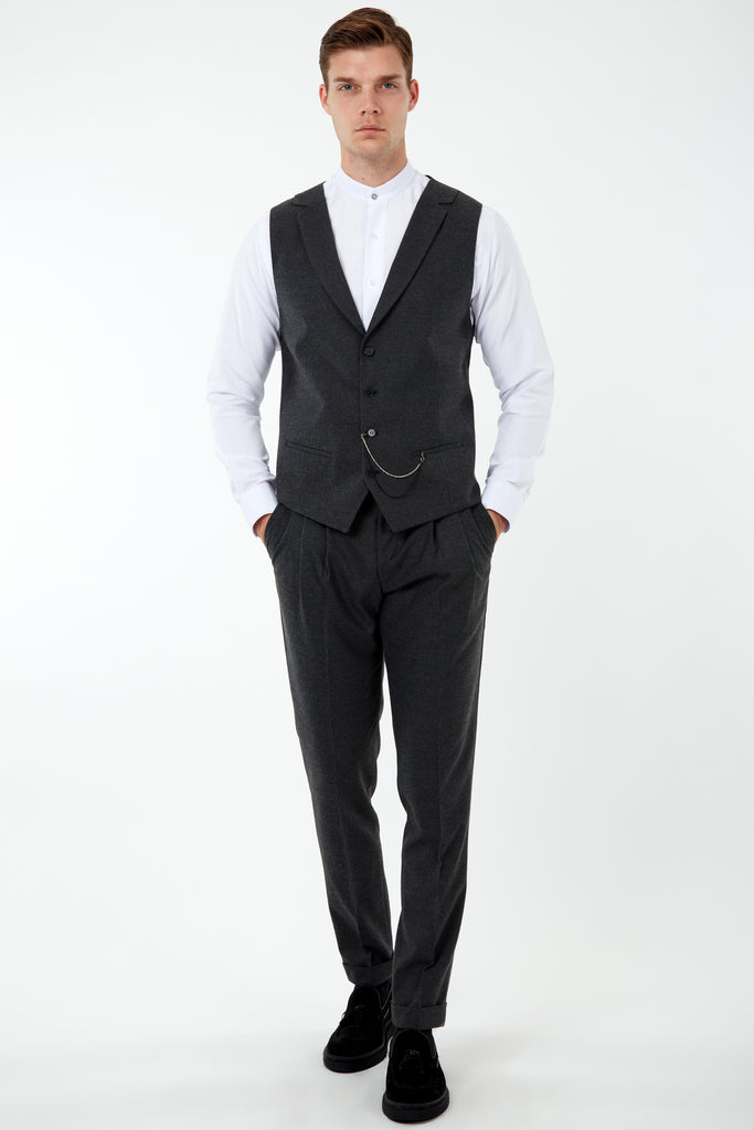 LAGUNA - Grey Collared Flannel Waistcoat - Jack Martin