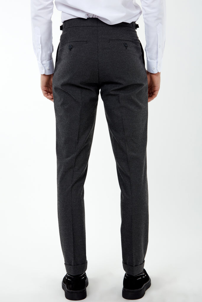 LAGUNA - Grey Pleated Flannel Trousers - Jack Martin