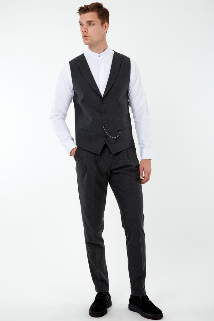 LAGUNA - Grey Collared Flannel Waistcoat - Jack Martin