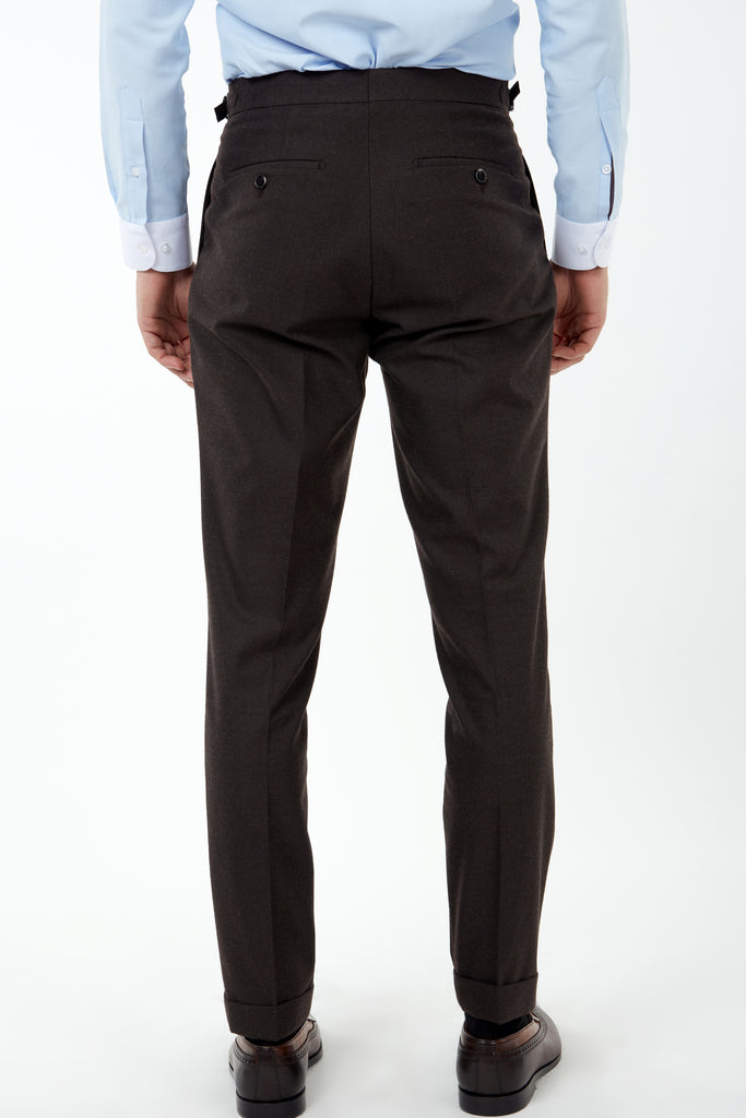 LAGUNA - Brown Pleated Flannel Trousers - Jack Martin