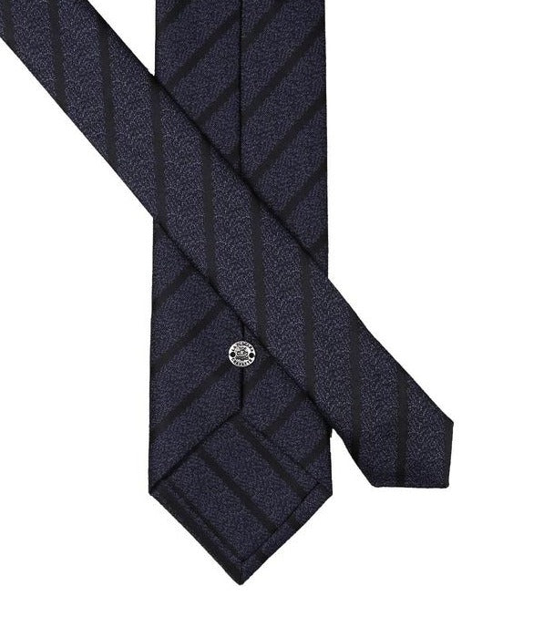 Tie & Hanky Set: Navy Two Tone Stripe Tie & Hanky - Jack Martin