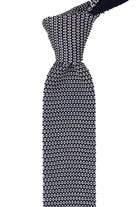 Knitted Tie: Navy & White Patterned Knit Tie - Jack Martin