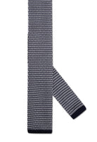 Knitted Tie: Navy & White Patterned Knit Tie - Jack Martin