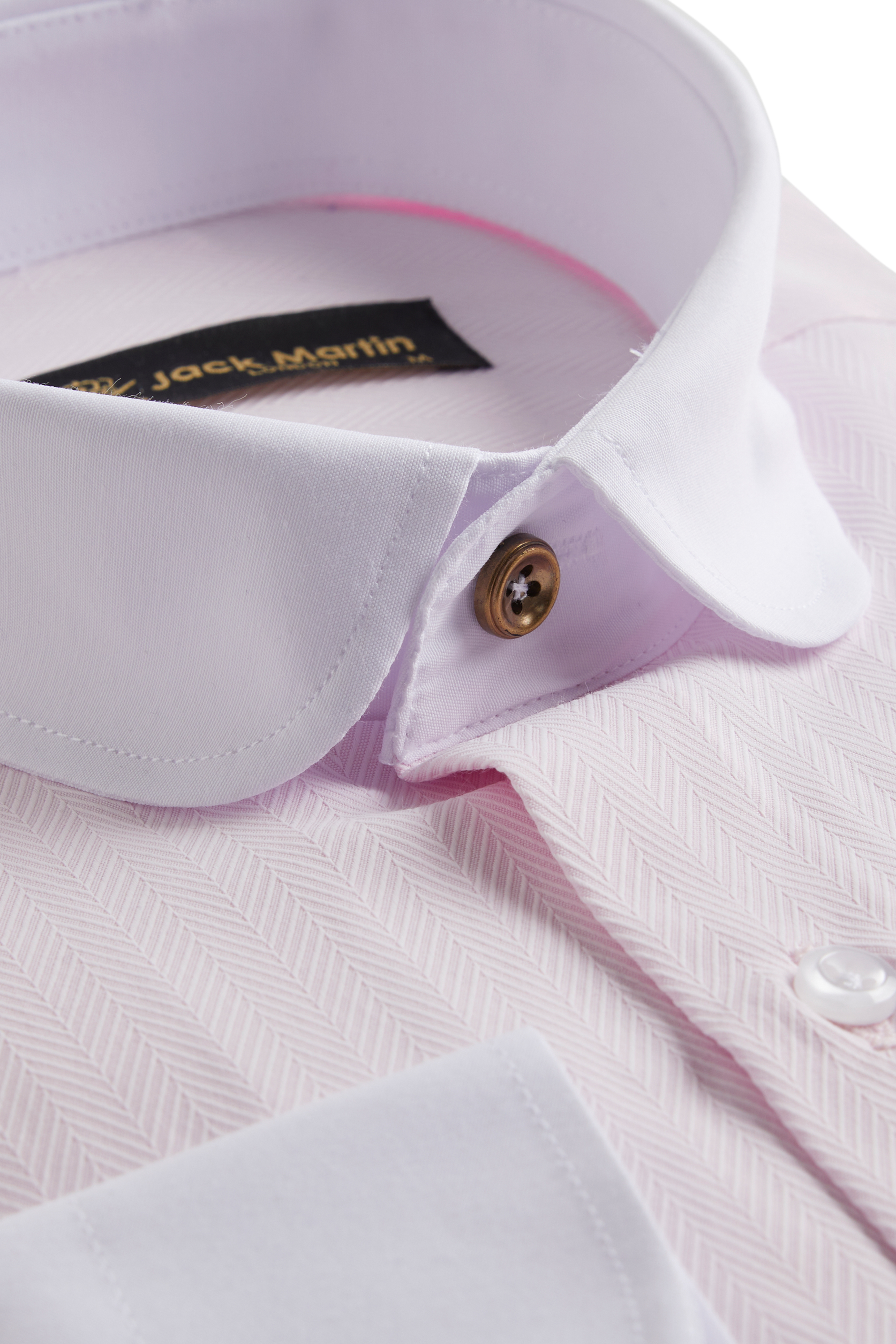 THOMAS - Pink Herringbone Club Collar Shirt | Jack Martin THOMAS - Pink Herringbone Club Collar Shirt | Jack Martin